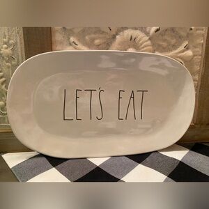 Rae Dunn White oval Ceramic serving Platter - LET’S EAT - Brand new